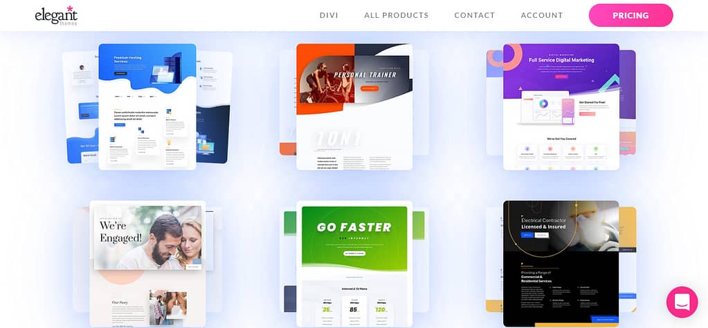 Screenshot of Divi themes